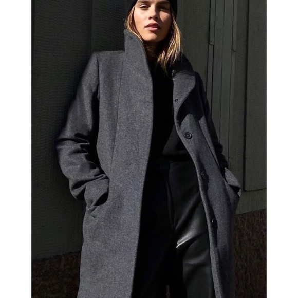 WILFRED • Aritzia Dark Grey/Charcoal Cocoon Wool-Cashmere Trench Coat - Picture 16 of 16